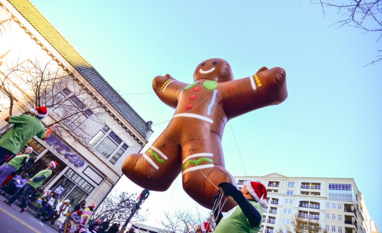 gingerbread man balloon at parade